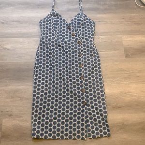 Anthropologie Waverly Grey denim dot dress SP NEW